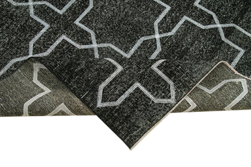 Geometric Carpet Siyah Geometrik Pamuk Yün El Dokuma Halısı 138x402 Agacan
