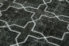 Geometric Carpet Siyah Geometrik Pamuk Yün El Dokuma Halısı 142x390 Agacan