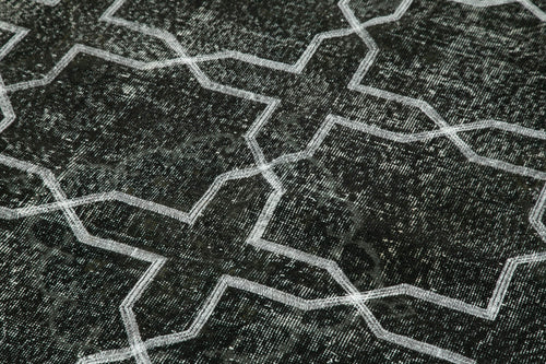 Geometric Carpet Siyah Geometrik Pamuk Yün El Dokuma Halısı 142x390 Agacan