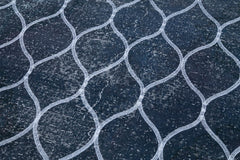 Geometric Carpet Mavi Geometrik Pamuk Yün El Dokuma Halısı 145x380 Agacan