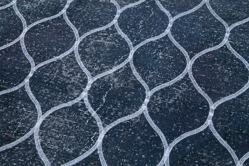 Geometric Carpet Mavi Geometrik Pamuk Yün El Dokuma Halısı 145x380 Agacan