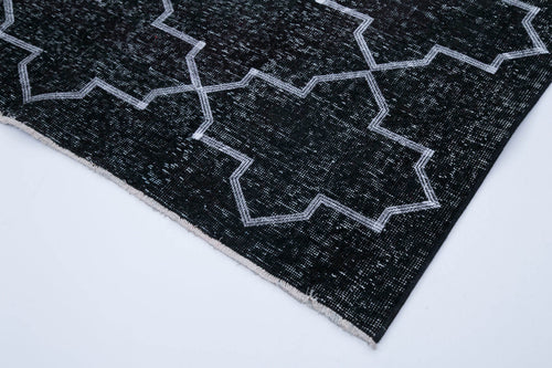 Geometric Carpet Siyah Geometrik Pamuk Yün El Dokuma Halısı 159x295 Agacan