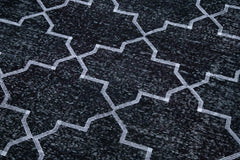 Geometric Carpet Siyah Geometrik Pamuk Yün El Dokuma Halısı 159x295 Agacan