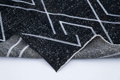 Geometric Carpet Siyah Geometrik Pamuk Yün El Dokuma Halısı 152x331 Agacan