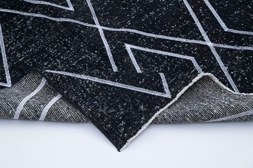 Geometric Carpet Siyah Geometrik Pamuk Yün El Dokuma Halısı 152x331 Agacan