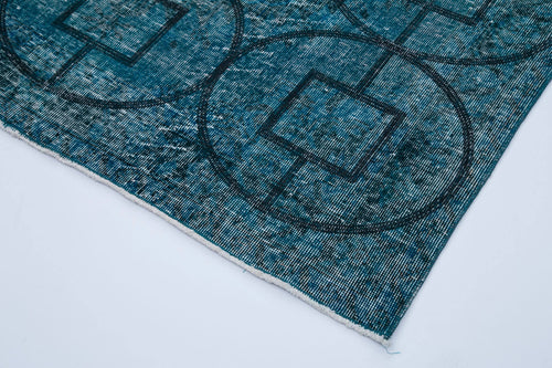 Geometric Carpet Turkuaz Geometrik Pamuk Yün El Dokuma Halısı 143x378 Agacan