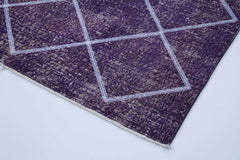 Geometric Carpet Mor Geometrik Pamuk Yün El Dokuma Halısı 143x390 Agacan