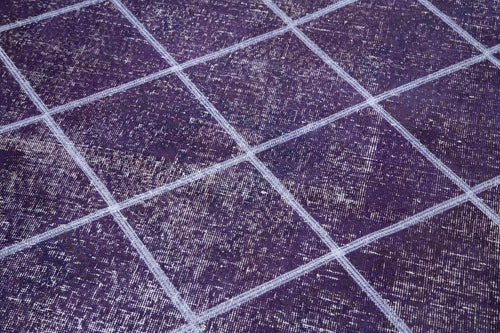 Geometric Carpet Mor Geometrik Pamuk Yün El Dokuma Halısı 143x390 Agacan