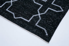 Geometric Carpet Siyah Geometrik Pamuk Yün El Dokuma Halısı 144x394 Agacan