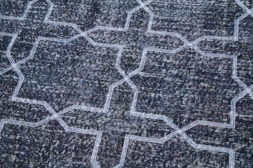 Geometric Carpet Gri Geometrik Pamuk Yün El Dokuma Halısı 136x384 Agacan