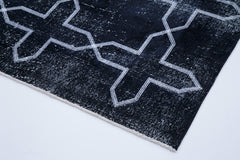 Geometric Carpet Siyah Geometrik Pamuk Yün El Dokuma Halısı 140x392 Agacan