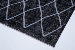 Geometric Carpet Siyah Geometrik Pamuk Yün El Dokuma Halısı 144x377 Agacan