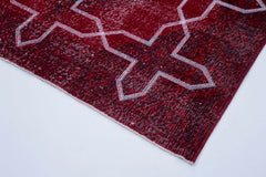 Geometric Carpet Kırmızı Geometrik Pamuk Yün El Dokuma Halısı 142x377 Agacan