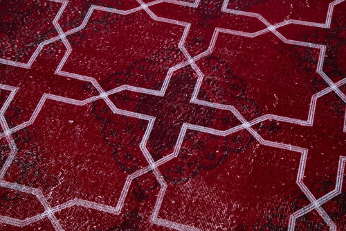 Geometric Carpet Kırmızı Geometrik Pamuk Yün El Dokuma Halısı 142x377 Agacan