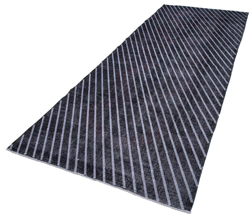 Geometric Carpet Siyah Geometrik Pamuk Yün El Dokuma Halısı 141x370 Agacan