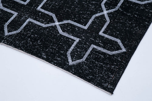 Geometric Carpet Siyah Geometrik Pamuk Yün El Dokuma Halısı 134x390 Agacan