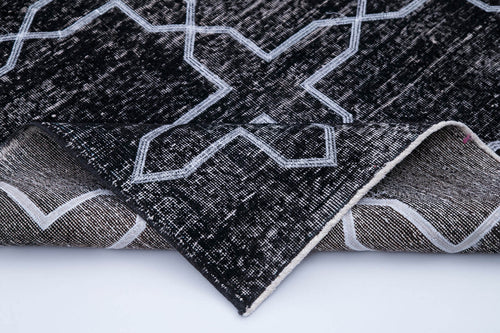 Geometric Carpet Siyah Geometrik Pamuk Yün El Dokuma Halısı 148x371 Agacan