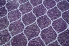 Geometric Carpet Mor Geometrik Pamuk Yün El Dokuma Halısı 145x379 Agacan