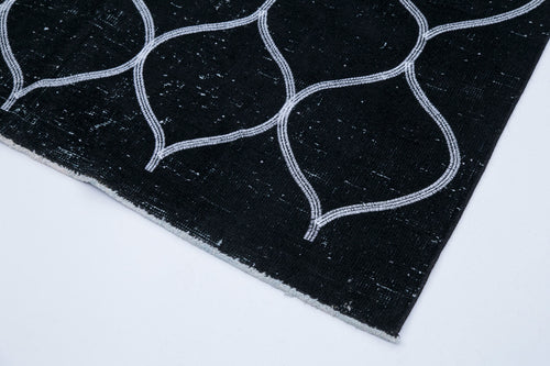 Geometric Carpet Siyah Geometrik Pamuk Yün El Dokuma Halısı 141x386 Agacan