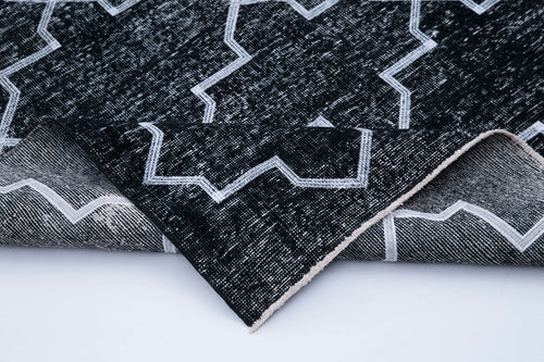 Geometric Carpet Siyah Geometrik Pamuk Yün El Dokuma Halısı 145x405 Agacan