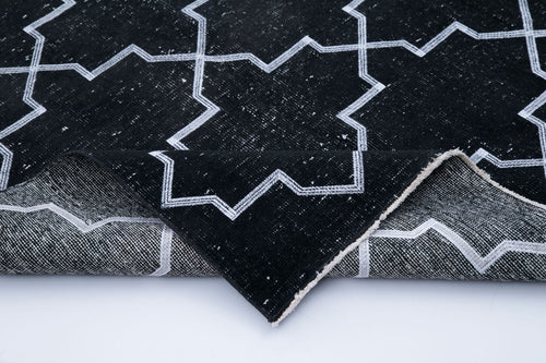 Geometric Carpet Siyah Geometrik Pamuk Yün El Dokuma Halısı 142x350 Agacan