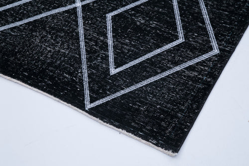 Geometric Carpet Siyah Geometrik Pamuk Yün El Dokuma Halısı 129x361 Agacan