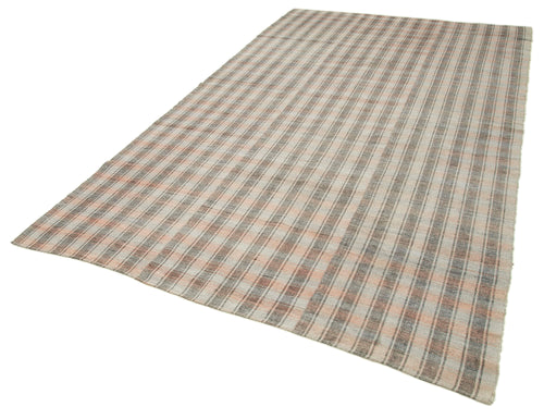 Striped Kilim Pembe Çizgili Pamuk Yün El Dokuma Halısı 187x330 Agacan