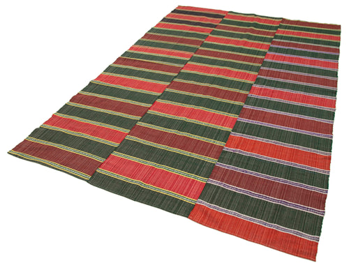 Striped Kilim Kırmızı Çizgili Pamuk Yün El Dokuma Halısı 172x280 Agacan