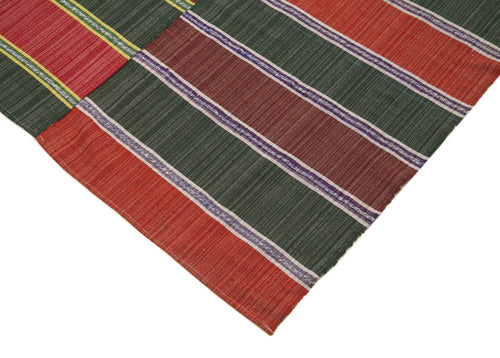 Striped Kilim Kırmızı Çizgili Pamuk Yün El Dokuma Halısı 172x280 Agacan