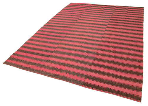 Striped Kilim Pembe Çizgili Pamuk Yün El Dokuma Halısı 192x266 Agacan