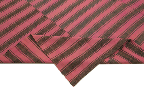 Striped Kilim Pembe Çizgili Pamuk Yün El Dokuma Halısı 192x266 Agacan