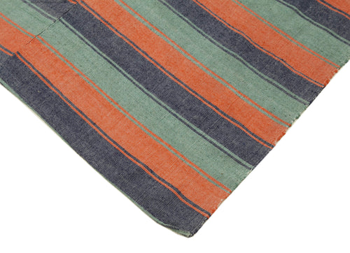 Striped Kilim Turuncu Çizgili Pamuk Yün El Dokuma Halısı 183x333 Agacan