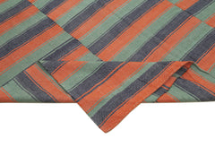 Striped Kilim Turuncu Çizgili Pamuk Yün El Dokuma Halısı 183x333 Agacan