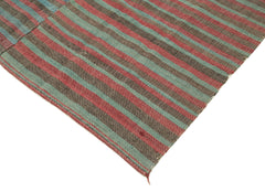 Striped Kilim Turkuaz Çizgili Pamuk Yün El Dokuma Halısı 216x270 Agacan