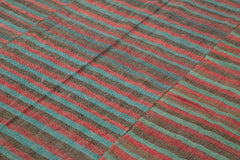 Striped Kilim Turkuaz Çizgili Pamuk Yün El Dokuma Halısı 216x270 Agacan