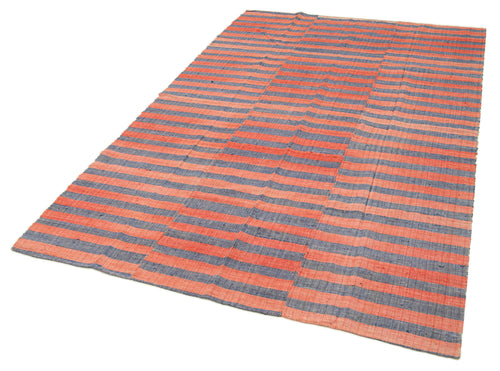 Striped Kilim Kırmızı Çizgili Pamuk Yün El Dokuma Halısı 160x250 Agacan