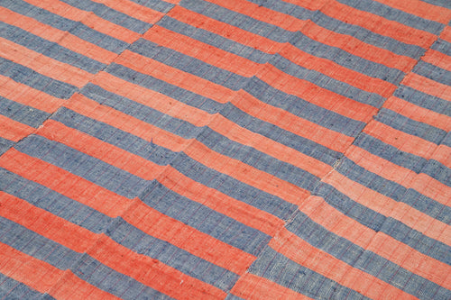 Striped Kilim Kırmızı Çizgili Pamuk Yün El Dokuma Halısı 160x250 Agacan
