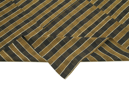 Striped Kilim Kahverengi Çizgili Pamuk Yün El Dokuma Halısı 163x272 Agacan