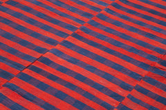 Striped Kilim Kırmızı Çizgili Pamuk Yün El Dokuma Halısı 206x325 Agacan