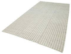 Striped Kilim Bej Çizgili Pamuk Yün El Dokuma Halısı 188x351 Agacan