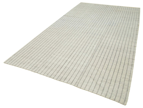 Striped Kilim Bej Çizgili Pamuk Yün El Dokuma Halısı 188x351 Agacan