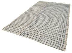 Striped Kilim Bej Çizgili Pamuk Yün El Dokuma Halısı 195x330 Agacan