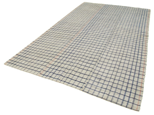Striped Kilim Bej Çizgili Pamuk Yün El Dokuma Halısı 195x330 Agacan