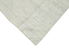 Striped Kilim Beyaz Çizgili Pamuk Yün El Dokuma Halısı 196x330 Agacan