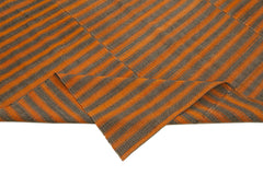 Striped Kilim Turuncu Çizgili Pamuk Yün El Dokuma Halısı 193x275 Agacan