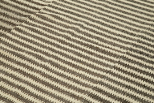 Striped Kilim Kahverengi Çizgili Pamuk Yün El Dokuma Halısı 204x310 Agacan