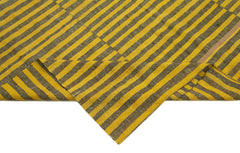 Striped Kilim Sarı Çizgili Pamuk Yün El Dokuma Halısı 195x293 Agacan