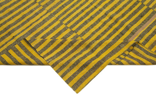 Striped Kilim Sarı Çizgili Pamuk Yün El Dokuma Halısı 195x293 Agacan
