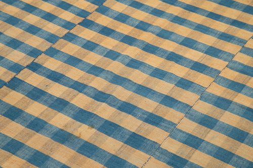 Striped Kilim Mavi Çizgili Pamuk Yün El Dokuma Halısı 170x270 Agacan