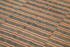 Striped Kilim Kahverengi Çizgili Pamuk Yün El Dokuma Halısı 180x265 Agacan